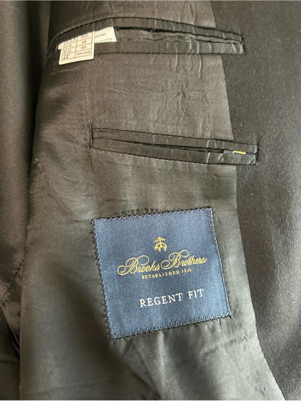 Brooks Brothers Regent Fit Loro Piana 100% Cashmere Black Blazer Sport Coat 48R